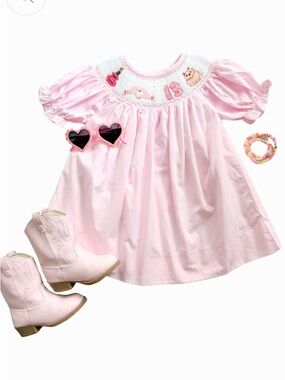 Little Sloans Smocked Girls' Taylor Swift Dress with Embroidered Detail